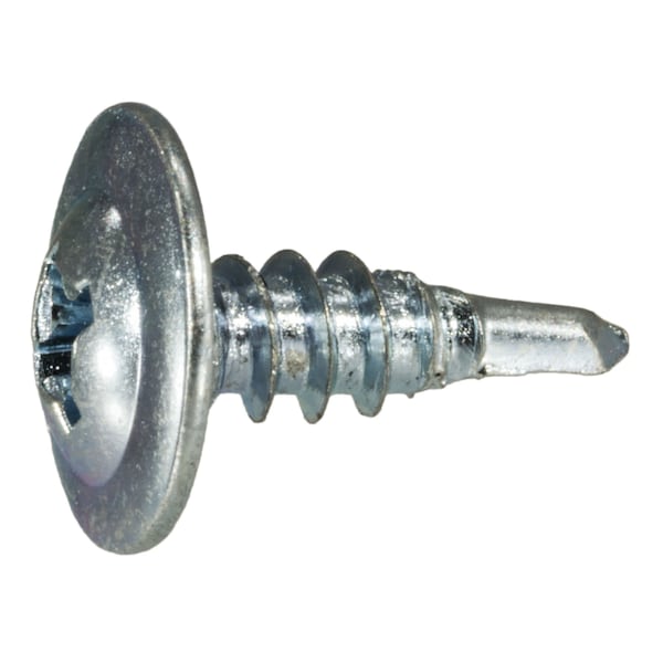 Self-Drilling Screw, #8 x 1/2 in, Zinc Plated Steel Truss Head Phillips Drive, 500 PK
